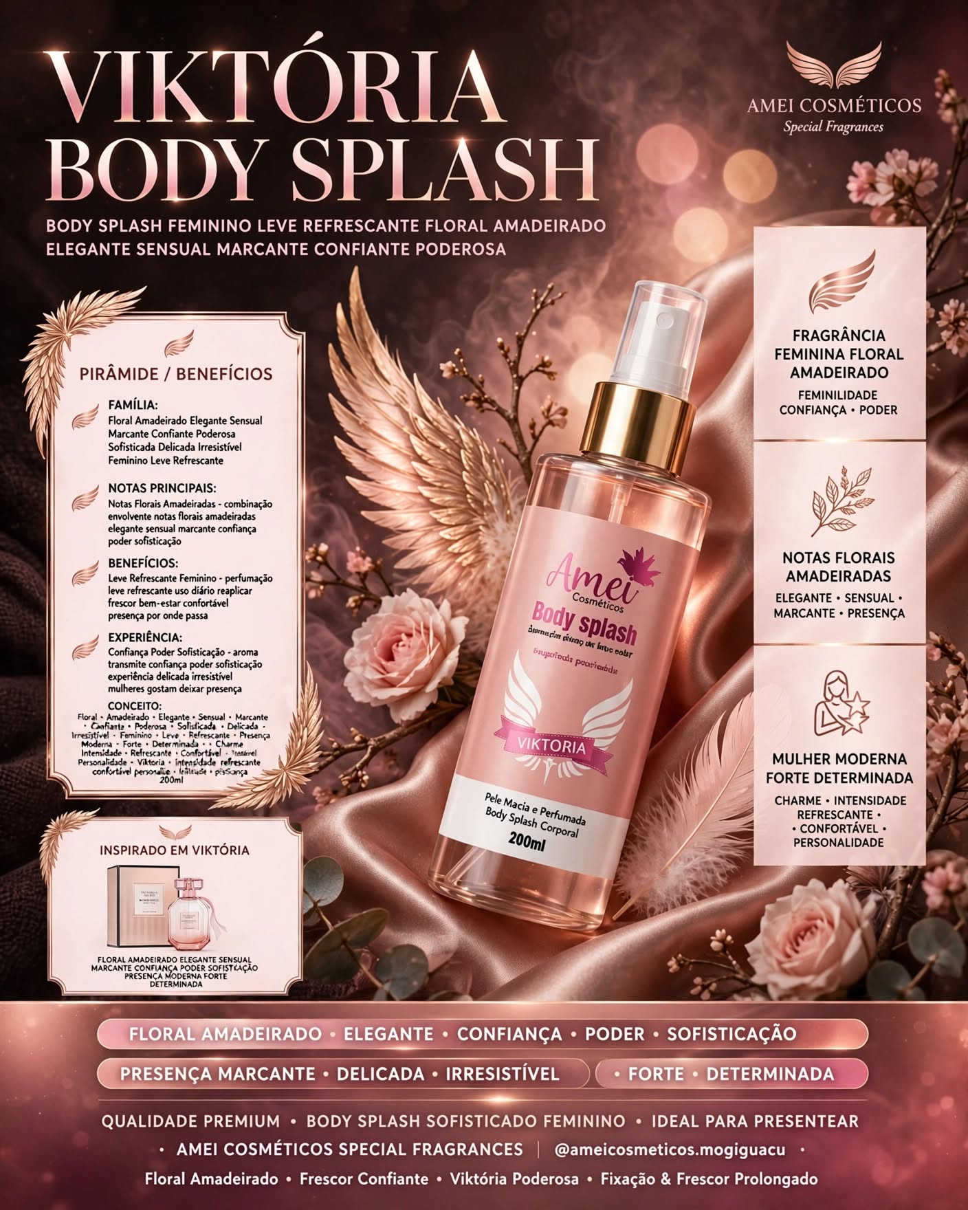 Arte pronta Amei Cosméticos — Viktória Body Splash