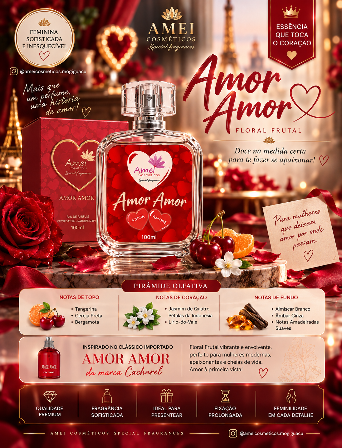 Arte pronta Amei Cosméticos — Amor Amore