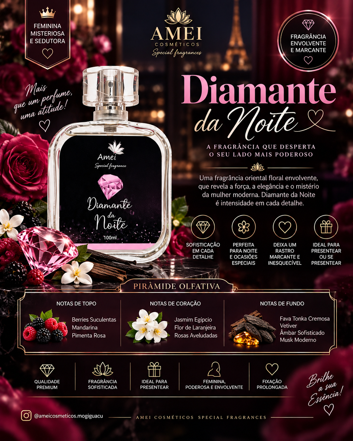 Arte pronta Amei Cosméticos — Diamante da Noite